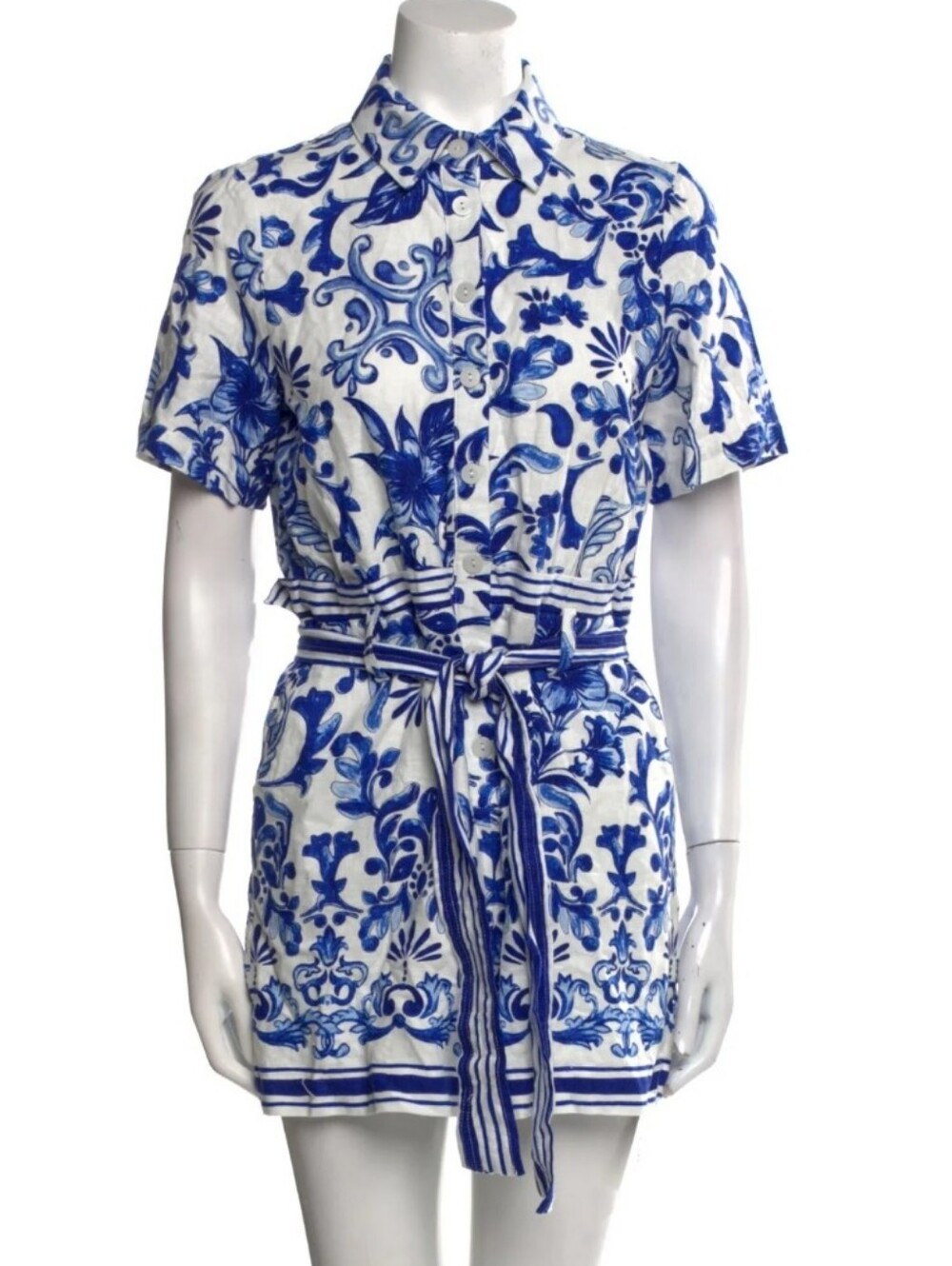 Caroline Constas Linen Blend Romper Msrp $275